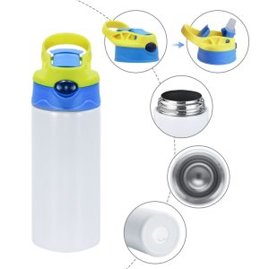 12oz Flat edge flip top kids water bottle